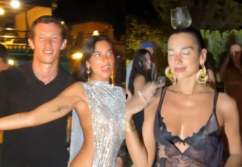 Прозрачные платья и танцы со стаканом на голове: Дуа Липа отмечает 30-летие на Ибице с женихом Каллумом Тёрнером