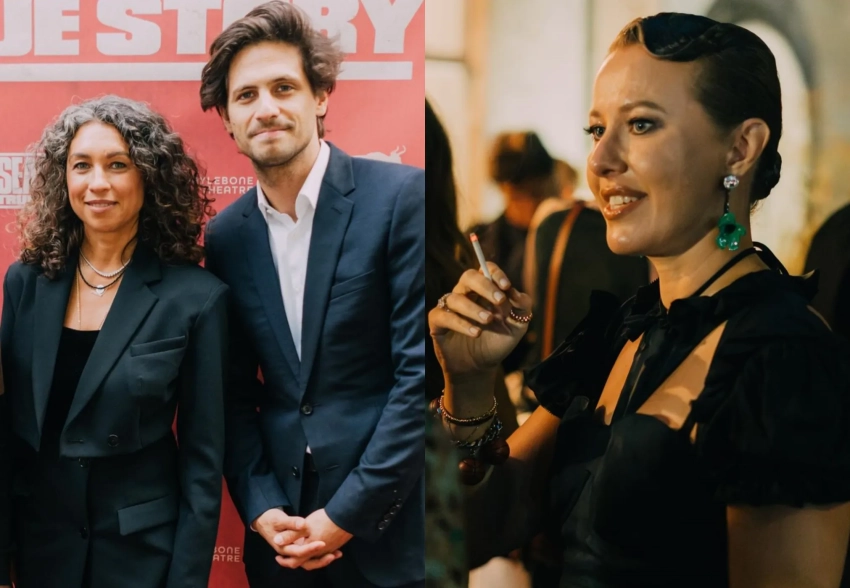 Ксения Собчак, Пётр Верзилов* и Софья Капкова на пресс-показе спектакля Александра Молочникова "Чайка: Правдивая история"