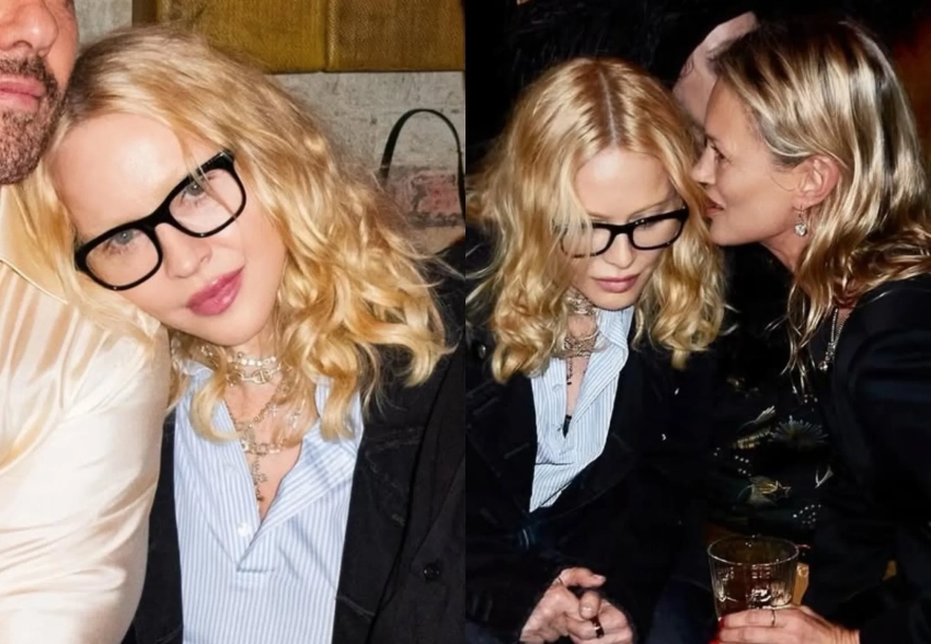 Мадонна в образе "офисной сирены", Кейт Мосс и Ноэл Галлахер посетили модную вечеринку в Лондоне