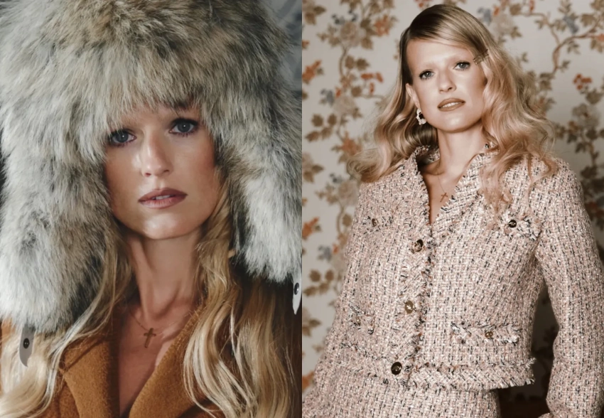 Меховая шапка, люрекс и винтаж: Софья Эрнст снялась в новогодней кампании бренда "Хохлома"