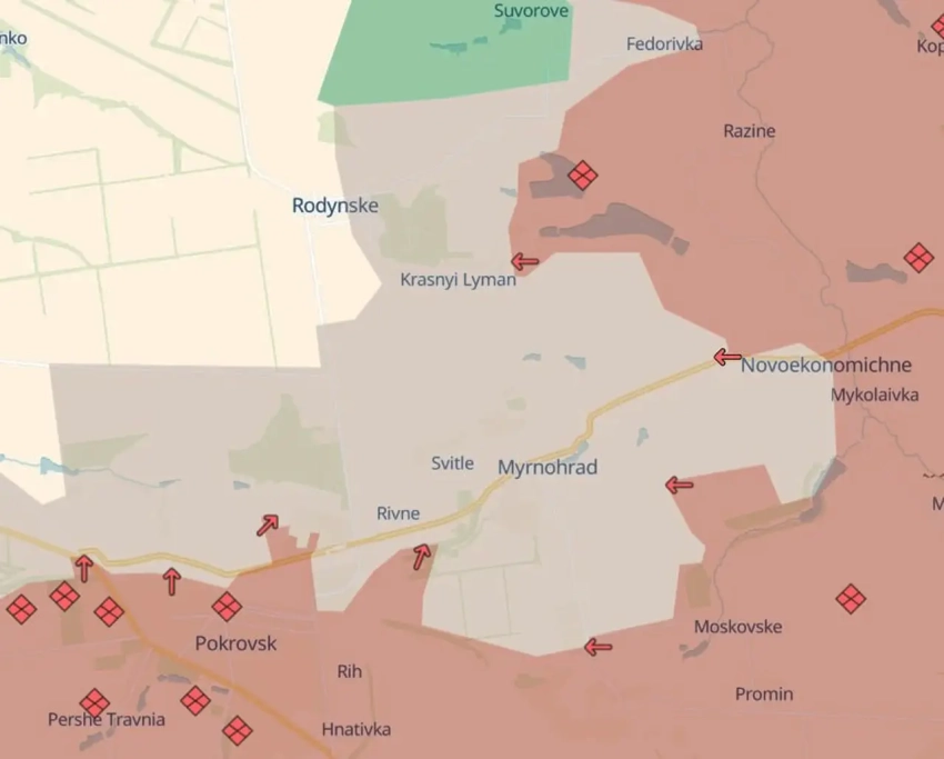 Связанный с ГУР Украины ресурс показывает отсутствие контроля ВСУ в Мирнограде