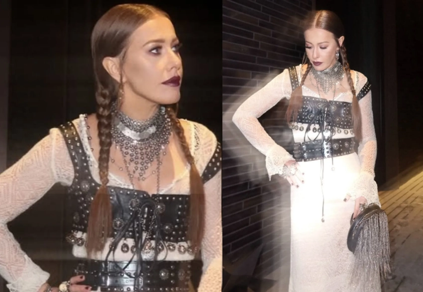 Косы, кожа и металл. Ксения Собчак примерила образ "готической снегурочки"