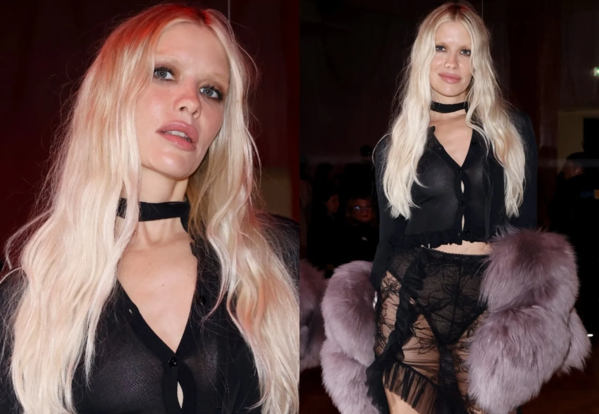 Неделя моды в Милане: Елена Перминова в прозрачной юбке посетила показ Blumarine