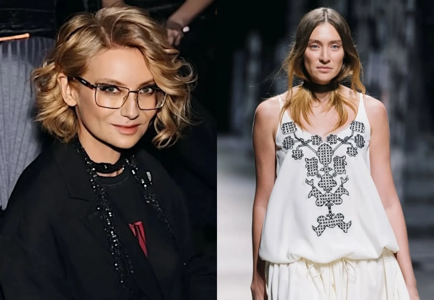 Александр Рогов, Эвелина Хромченко, Юлия Барановская и Мария Миногарова на показе Алёны Ахмадуллиной